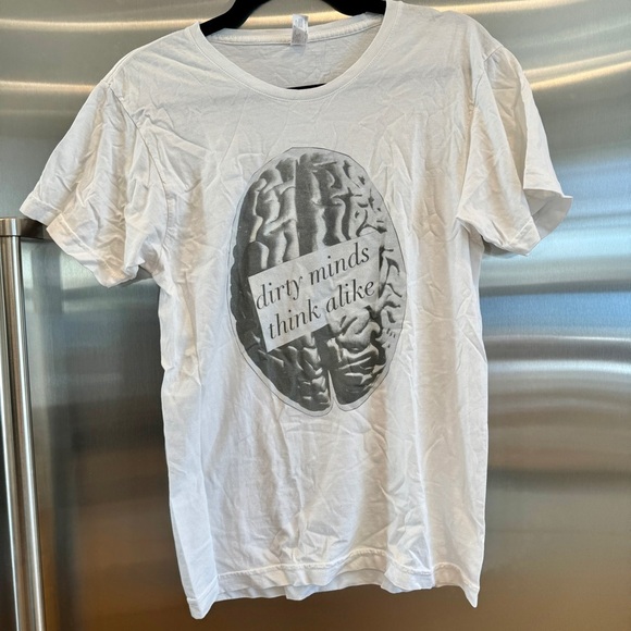 American Apparel Dirty Minds Think Alike White T Shirt Power Washed Unisex RARE - Picture 4 of 13